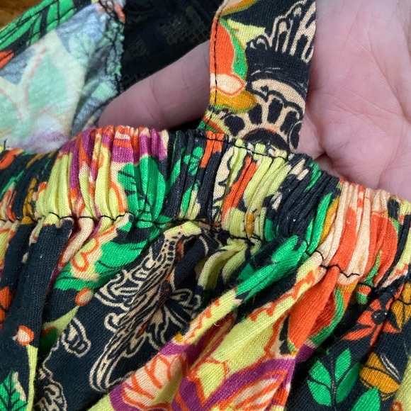 Free People Bali Moroccan Floral Printed Tunic Top Obsidian Combo Oversized S - Picture 9 of 11